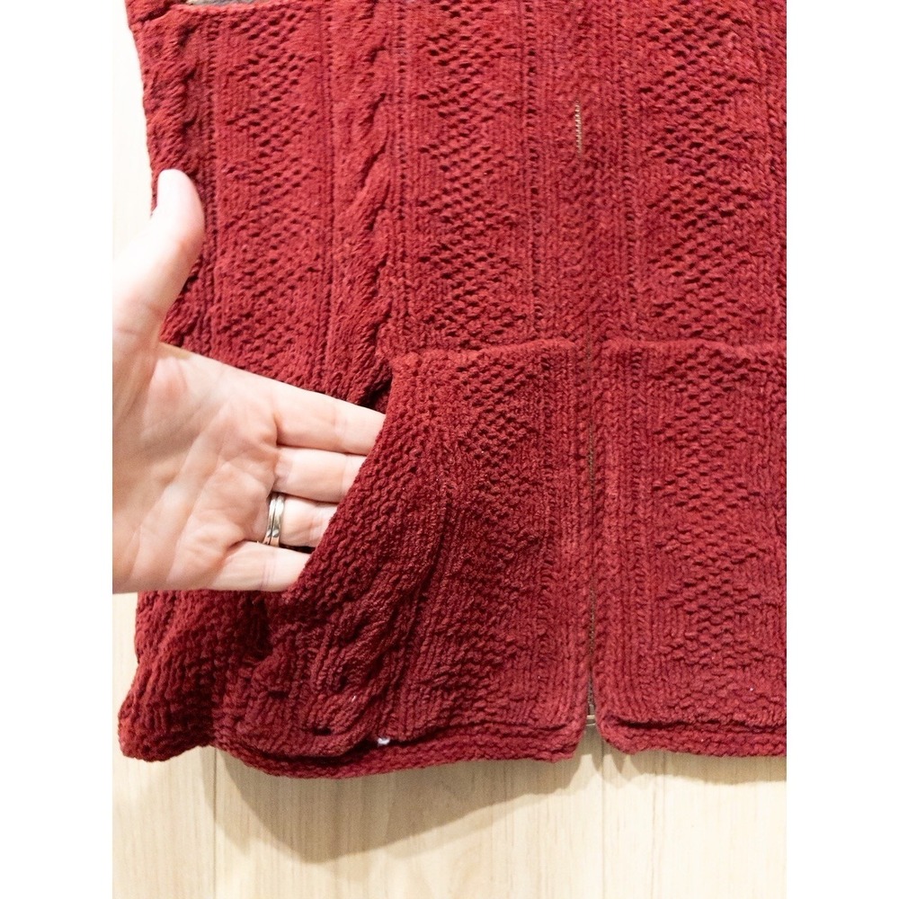 Vintage Harolds Southwest Aztec Print Full Zip Vest Women M Red Cable Knit - Picture 4 of 4